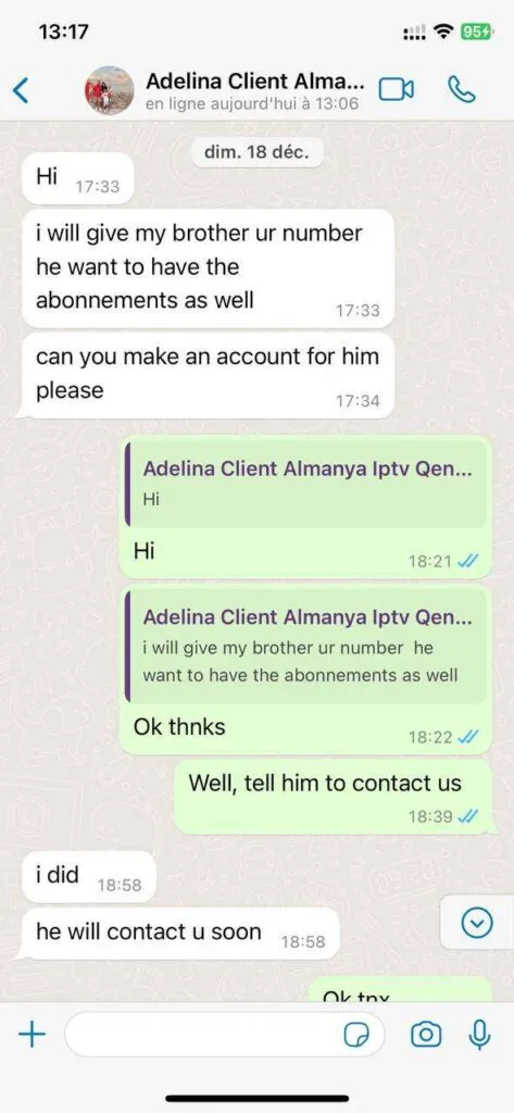 IPTV Client Chat Review screenshot